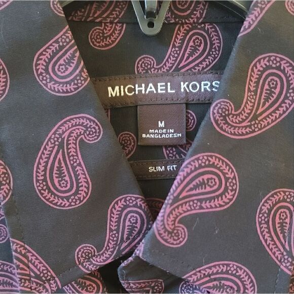 Michael Kors Men's Paisley Print Button Down Shirt Slim Fit Medium New - Picture 2 of 6